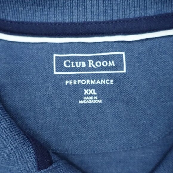 Club Room Polo Shirt Men's Size 2XL Solid Blue Long Sleeve Collared Cotton - Picture 3 of 7